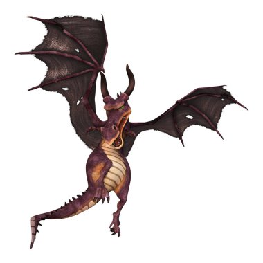 3D render fantezi Dragon beyaz