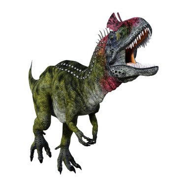 3D render dinozor Cryolophosaurus beyaz