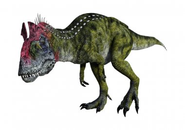 3D render dinozor Cryolophosaurus beyaz