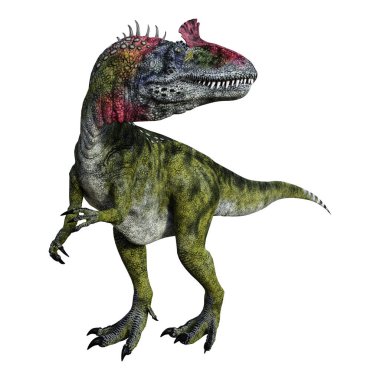 3D render dinozor Cryolophosaurus beyaz