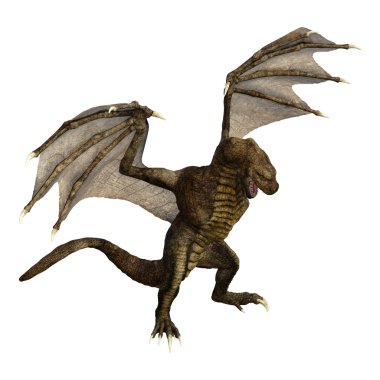 3D render masal Dragon beyaz