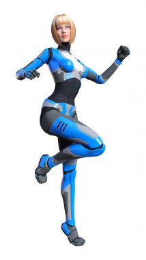 3D render kadın Robot üzerinde beyaz