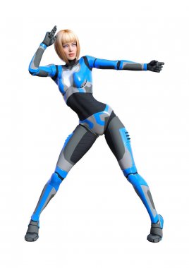 3D render kadın Robot üzerinde beyaz