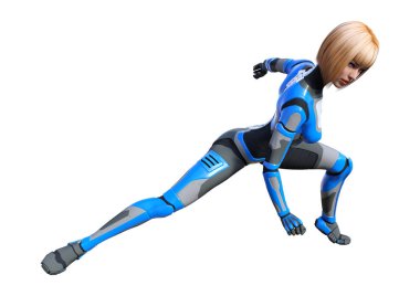 3D render kadın Robot üzerinde beyaz