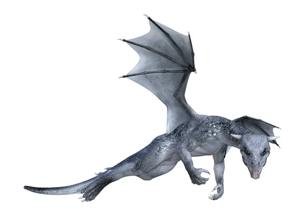 3D renderização fantasia dragão Whelp em branco — Fotografia de Stock
