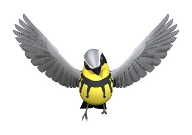 3D render Songbird Wrabler beyaz