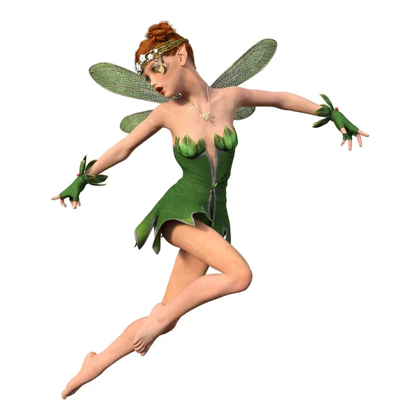 3D rendering voorjaar Fairy op wit — Stockfoto