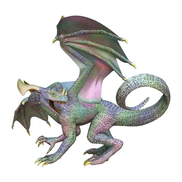 3D Rendering Fairy Tale Dragon on White — Stock Photo, Image