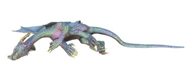 3D render masal Dragon beyaz