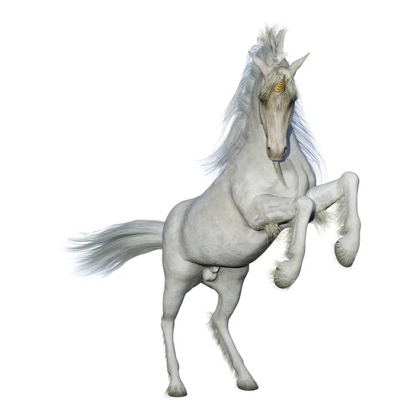 3D rendu conte de fées licorne blanche sur blanc — Photo