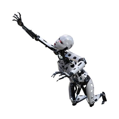 3D render kadın Robot üzerinde beyaz