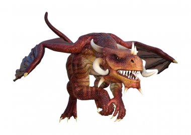 3D render masal Dragon beyaz