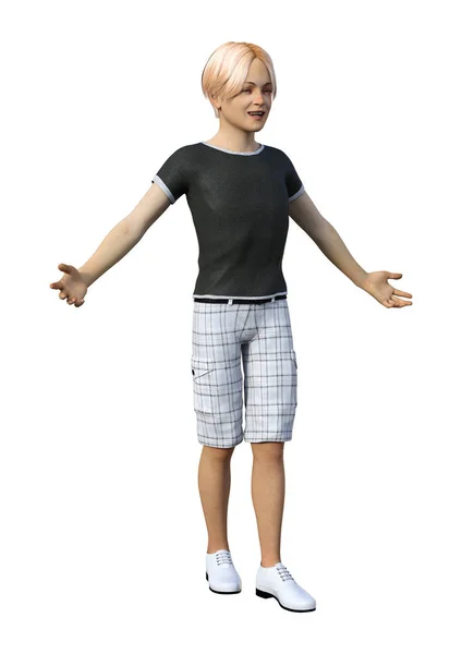 3D rendering tonåring pojke på vit — Stockfoto