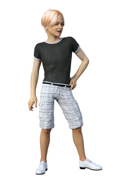 3D renderizado adolescente chico en blanco —  Fotos de Stock