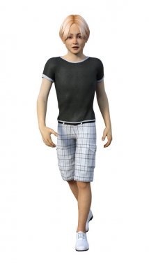 3D render genç çocuk beyaz