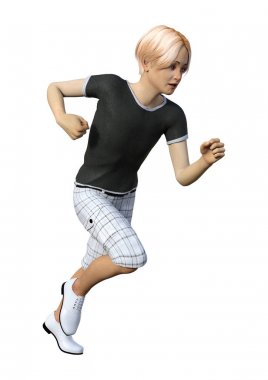 3D render genç çocuk beyaz