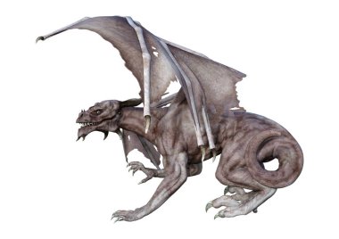 3D render fantezi vampir Dragon beyaz