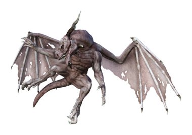 3D render fantezi vampir Dragon beyaz