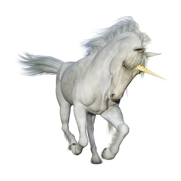 3D Rendering Märchen weißes Einhorn auf weiss — Stockfoto