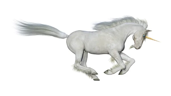 3D Rendering fiaba bianco unicorno su bianco — Foto Stock