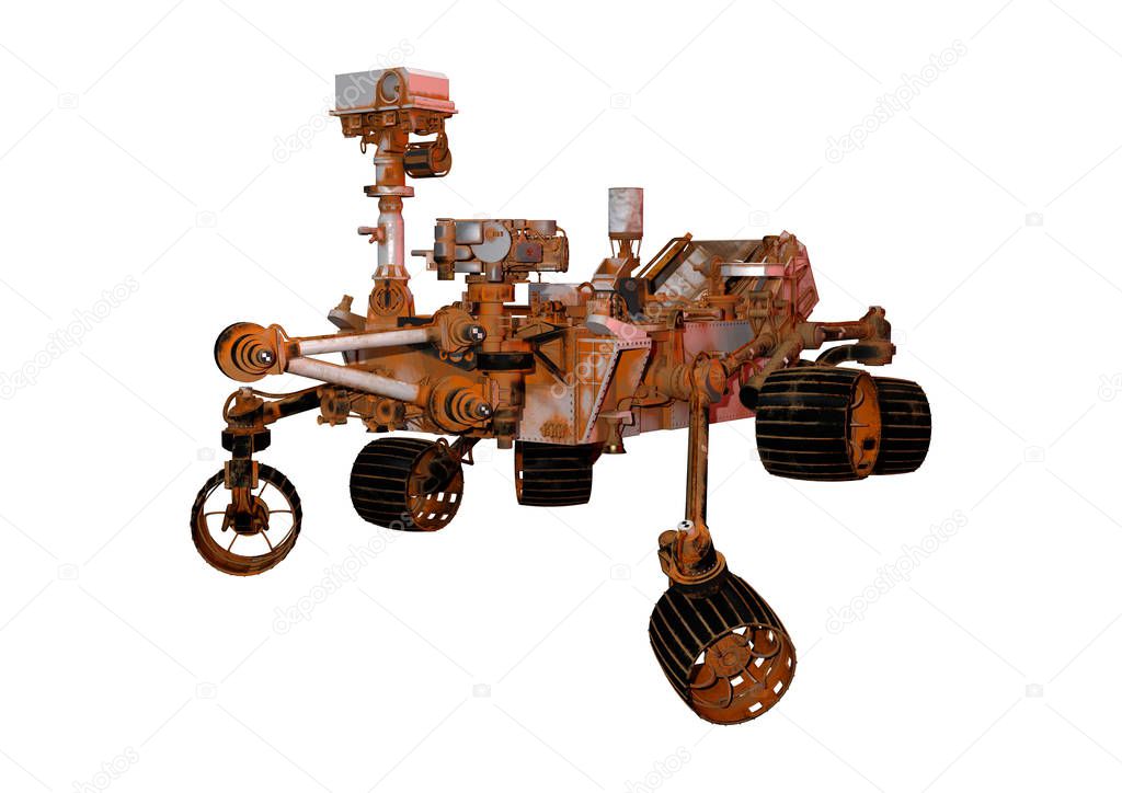 3D Rendering Mars Rover on White