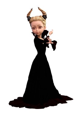 3D render küçük beyaz cadı