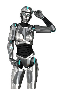 3D render kadın Robot üzerinde beyaz