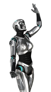 3D render kadın Robot üzerinde beyaz