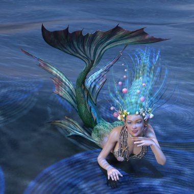 3D render peri masalı Mermaid