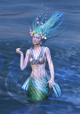 3D render peri masalı Mermaid