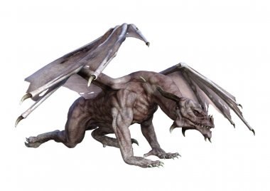 3D render fantezi vampir Dragon beyaz