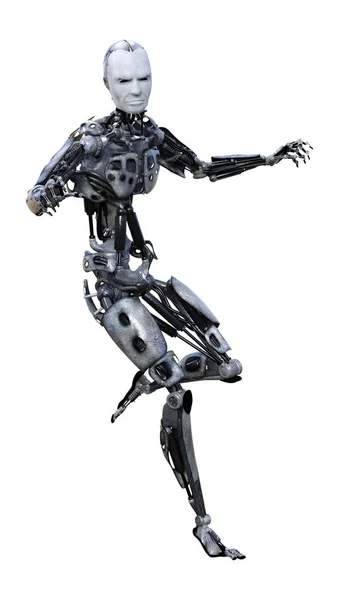 화이트에 3d 렌더링 남성 로봇 — 스톡 사진