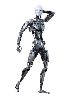 3D render erkek Robot üzerinde beyaz