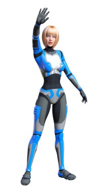 3D render kadın Robot üzerinde beyaz