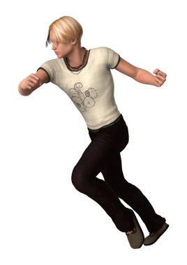 3D render genç çocuk beyaz