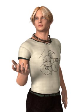 3D render genç çocuk beyaz