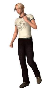 3D render genç çocuk beyaz