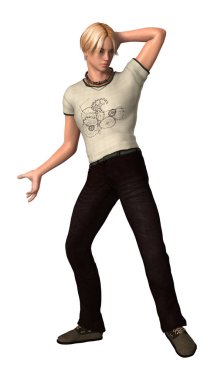 3D render genç çocuk beyaz