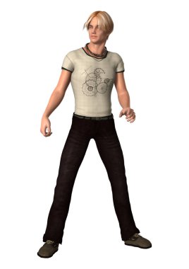 3D render genç çocuk beyaz