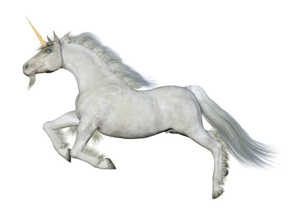 3D Rendering fiaba bianco unicorno su bianco — Foto Stock