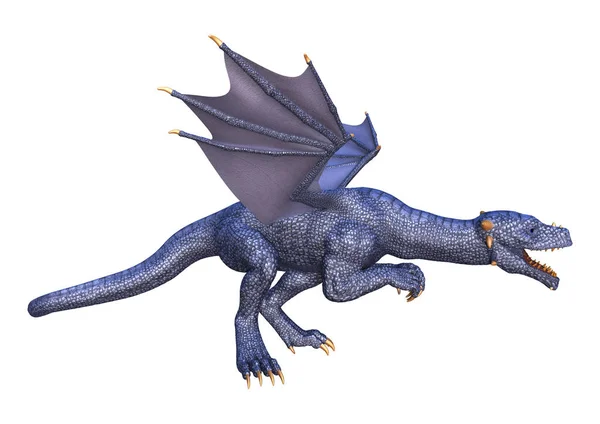 3D renderização conto de fadas dragão azul no branco — Fotografia de Stock
