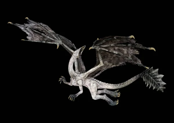 Dragón de cuento de hadas de representación 3D en negro —  Fotos de Stock