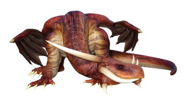 3D render masal Dragon beyaz