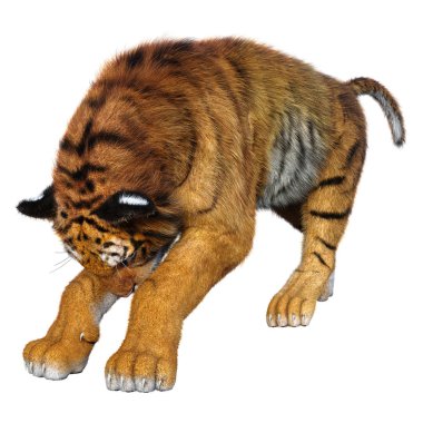 3D render büyük kedi kaplan beyaz