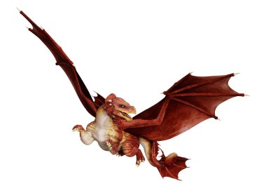 3D render masal Dragon beyaz