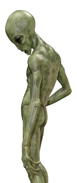 3D Rendering Green Alien on White — Stock Photo, Image