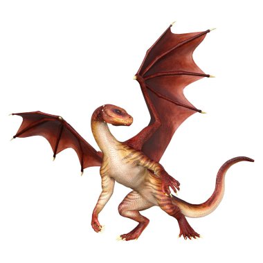 3D render masal Dragon beyaz