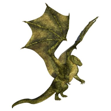 3D render masal Dragon beyaz