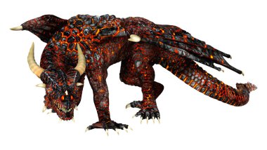 3D render masal Dragon beyaz
