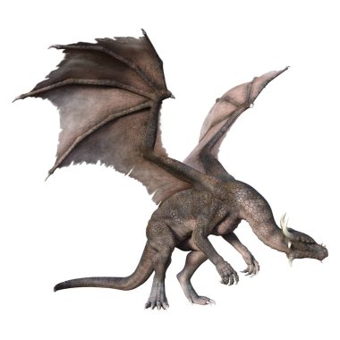 3D render masal Dragon beyaz